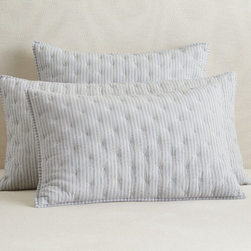 Pottery Barn Carter Stripe Quilted Pillow Sham Standard Size White Flax NEW